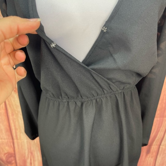 Charlotte Russe black cut out long sleeve surplice mini dress women’s size M - Picture 5 of 15